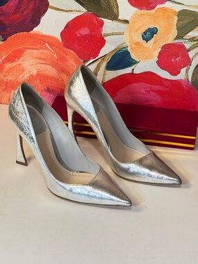 Dior Metallic Silver Pointed-Toe Stiletto Pumps